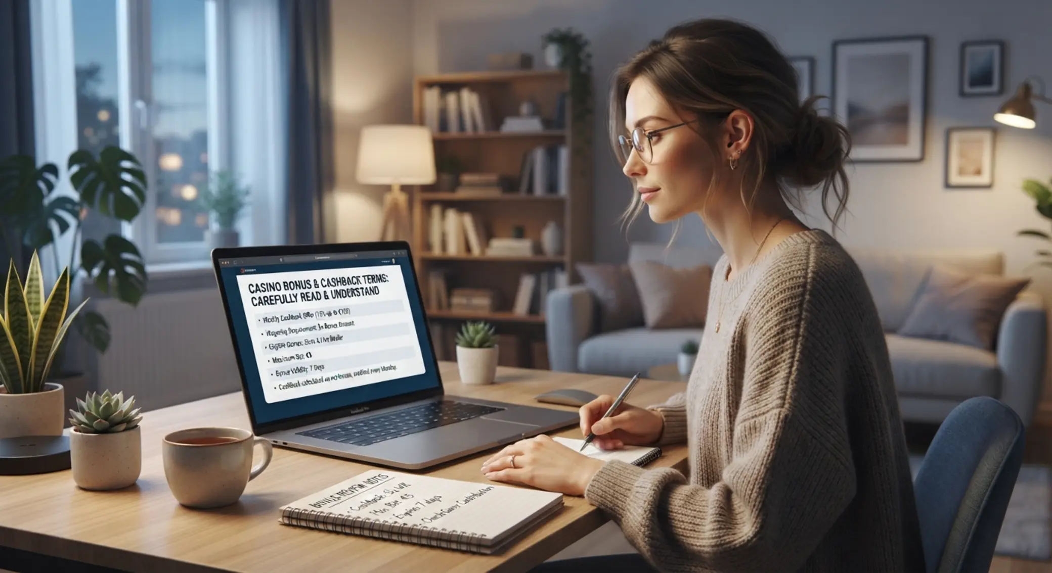 Cashback feltételek tudatos ellenőrzése Játékos cashback feltételeket ellenőriz laptopon