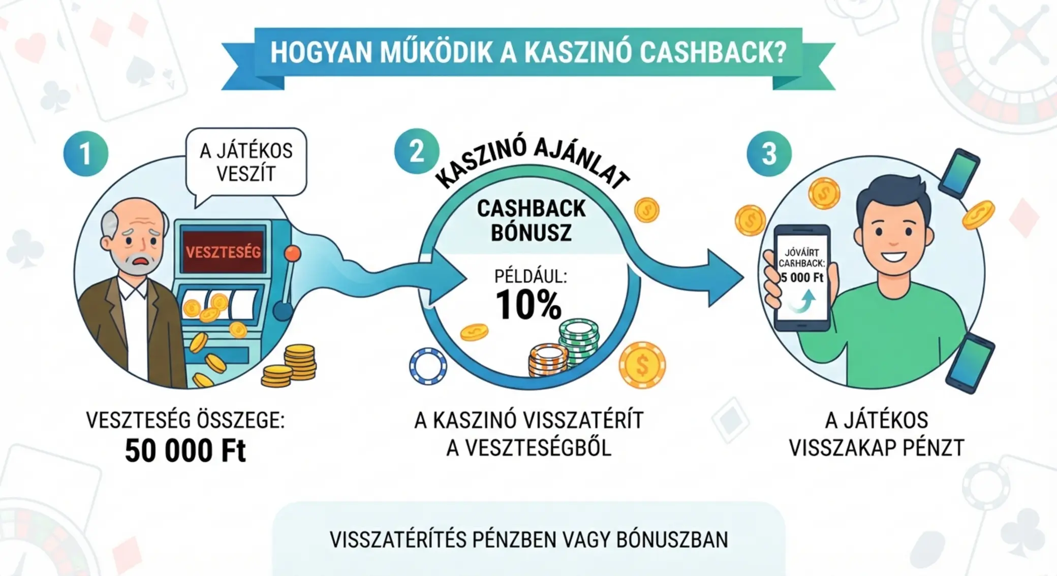 Hogyan működik a cashback bónusz Ábra a cashback működéséről veszteségből számolt visszatérítéssel